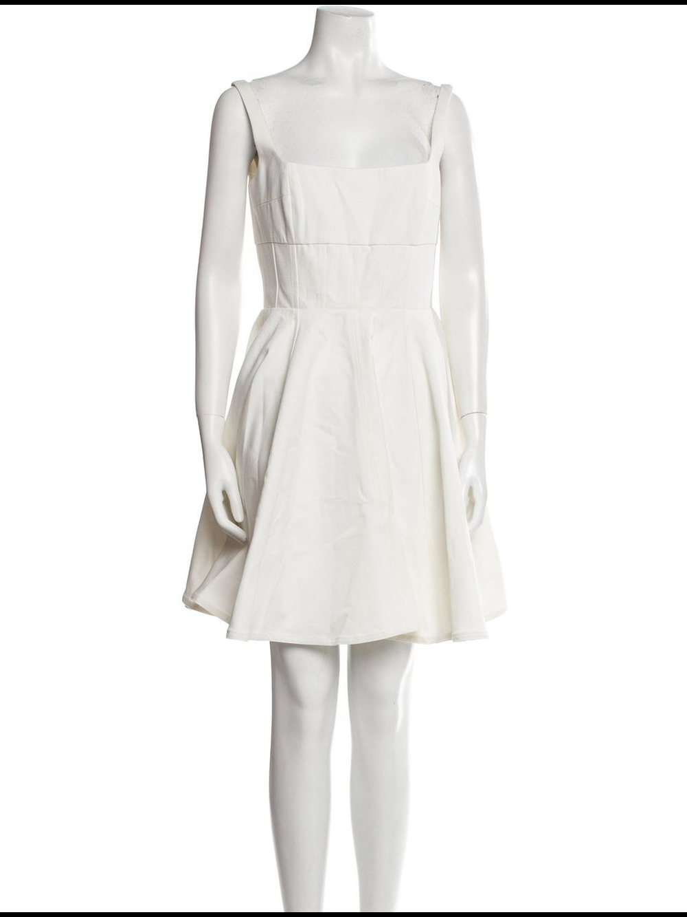 Emilia Wickstead Ivory Square-Neck Fit & Flare Dress